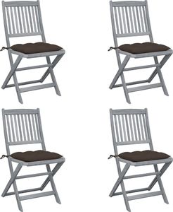 vidaXL Składane krzesła ogrodowe, 4 szt., poduszki, drewno akacjowe (3064586) 1