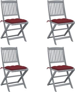 vidaXL Składane krzesła ogrodowe, 4 szt., poduszki, drewno akacjowe 1