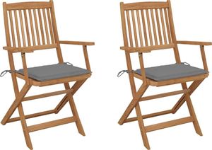 vidaXL Składane krzesła ogrodowe z poduszkami, 2 szt., drewno akacjowe (3064591) 1