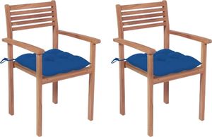 vidaXL Krzesła ogrodowe, 2 szt., jasnoniebieskie poduszki, tekowe 1