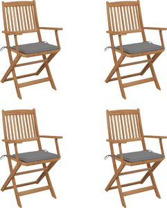 vidaXL Składane krzesła ogrodowe z poduszkami, 4 szt., drewno akacjowe (3064618) 1