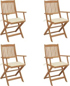 vidaXL Składane krzesła ogrodowe z poduszkami 4 szt. drewno akacjowe (3064619) 1