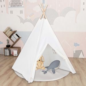 vidaXL Biały namiot dziecięcy tipi, z torbą, peach skin, 120x120x150cm 1