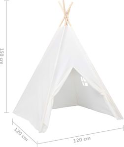 vidaXL Biały namiot dziecięcy tipi, z torbą, peach skin, 120x120x150cm 8