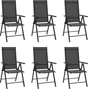 vidaXL Składane krzesła ogrodowe, 6 szt., tkanina textilene, czarne (312179) 1