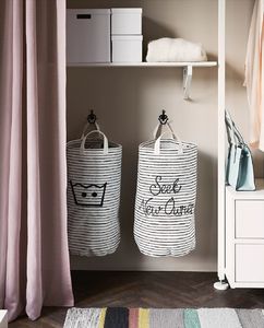 Kosz na pranie Ikea IKEA KLUNKA TORBA KOSZ NA PRANIE BIAŁY W PASKI 60L 5