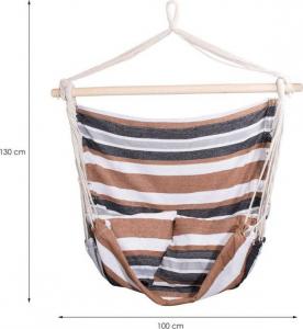 Springos Hamak brazylijski z poduszkami, fotel wiszący 130x100cm kolorowe pasy 5