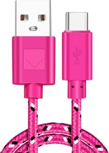 Kabel USB Irongeer USB-A - USB-C 1 m Różowy (NYL100PINK) 1