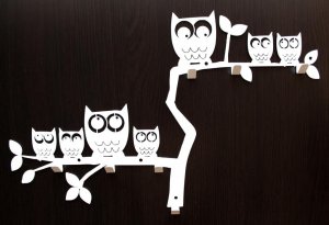 MT3CH Duży metalowy wieszak ścienny wiszący do przedpokoju na kurtki ubrania klucze loft SOWY srebrny 8