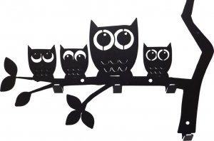 MT3CH Duży metalowy wieszak ścienny wiszący do przedpokoju na kurtki ubrania klucze loft SOWY srebrny 12