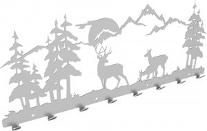 MT3CH Duży metalowy wieszak ścienny wiszący do przedpokoju na kurtki ubrania klucze loft JELEŃ LAS GÓRY SARNY HUBERTUS srebrny 7