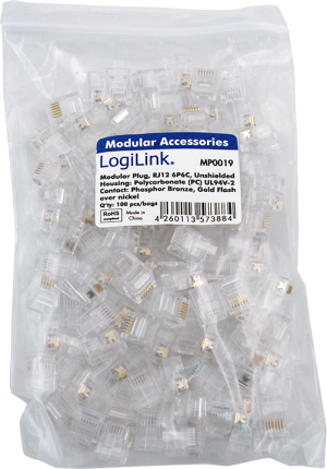 LogiLink Wtyczka RJ12 6P6C, kable płaski, 100sztuk (MP0019) 2