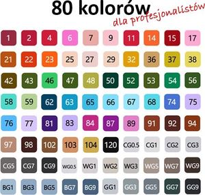 rawmark Promarkery alkoholowe purePRO zestaw 80 kolorów 6
