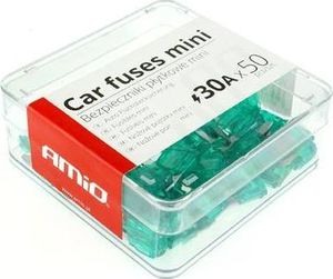AMiO Bezpieczniki samochodowe płytkowe mini pudełko 50 szt. 30A 1