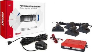 AMiO Zestaw czujników parkowania cofania Buzzer 4 sensory czarne TRUCK 19mm 1