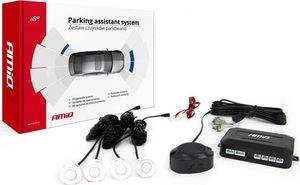 AMiO Zestaw czujników parkowania cofania Buzzer 4 sensory białe 1