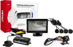 AMiO Zestaw czujników parkowania TFT 4,3" z kamerą HD-315-LED 4 sensory czarne 1