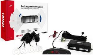 AMiO Zestaw czujników parkowania cofania LED 4 sensory białe 1