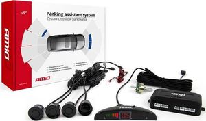 AMiO Zestaw czujników parkowania cofania LED 4 sensory czarne 1