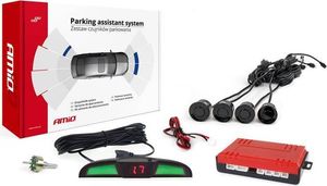 AMiO Zestaw czujników parkowania cofania LED COB 4 sensory czarne 1