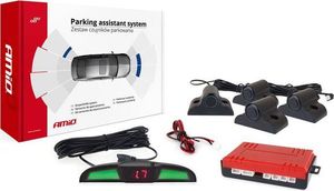 AMiO Zestaw czujników parkowania cofania LED COB 4 sensory czarne 19mm TRUCK 1