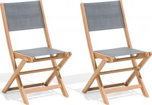 Beliani Zestaw 2 krzeseł ogrodowych drewniany jasny z szarym CESANA 1