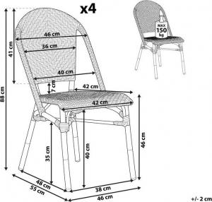 Beliani Zestaw 4 krzeseł ogrodowych wzór niebiesko-biały RIFREDDO 2