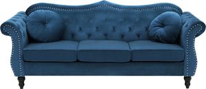 Beliani Sofa 3-osobowa welurowa kobaltowa SKIEN 1