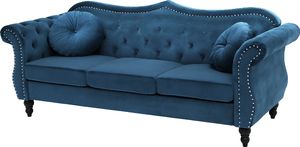 Beliani Sofa 3-osobowa welurowa kobaltowa SKIEN 2
