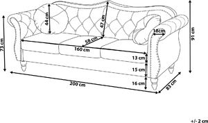 Beliani Sofa 3-osobowa welurowa kobaltowa SKIEN 5
