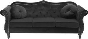 Beliani Sofa 3-osobowa welurowa czarna SKIEN 1