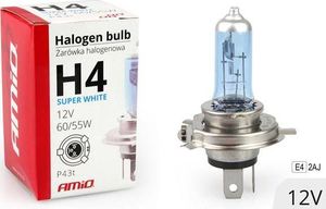 AMiO Żarówka halogenowa H4 12V 60/55W filtr UV (E4) Super White 1