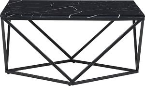 Beliani Stolik kawowy efekt marmuru czarny MALIBU 2