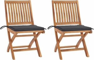 vidaXL Krzesła ogrodowe 2 szt. antracytowe poduszki drewno tekowe (3062433) 1