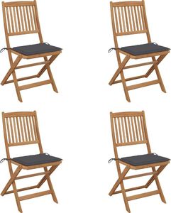 vidaXL Składane krzesła ogrodowe z poduszkami 4 szt. drewno akacjowe (3064671) 1