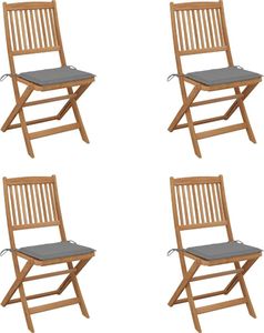 vidaXL Składane krzesła ogrodowe z poduszkami 4 szt. drewno akacjowe (3064672) 1