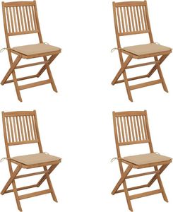 vidaXL Składane krzesła ogrodowe z poduszkami 4 szt. drewno akacjowe (3064674) 1