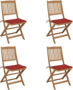vidaXL Składane krzesła ogrodowe z poduszkami 4 szt. drewno akacjowe (3064677) 1