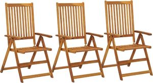 vidaXL Rozkładane krzesła ogrodowe 3 szt. lite drewno akacjowe 1