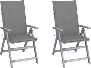 vidaXL Rozkładane krzesła ogrodowe z poduszkami 2 szt. lita akacja (3064699) 1