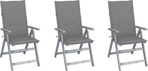 vidaXL Rozkładane krzesła ogrodowe z poduszkami 3 szt. lita akacja (3064729) 1