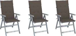 vidaXL Rozkładane krzesła ogrodowe z poduszkami 3 szt. lita akacja (3064736) 1