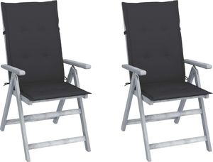 vidaXL Rozkładane krzesła ogrodowe z poduszkami 2 szt. lita akacja (3064698) 1