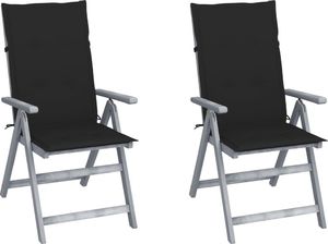 vidaXL Rozkładane krzesła ogrodowe z poduszkami 2 szt. lita akacja (3064705) 1