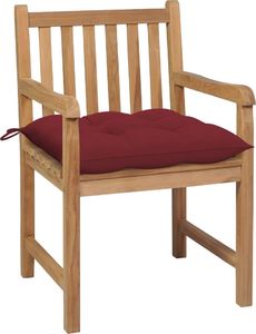 vidaXL Krzesła ogrodowe z poduszkami w kolorze wina, 2 szt., drewno tekowe 2