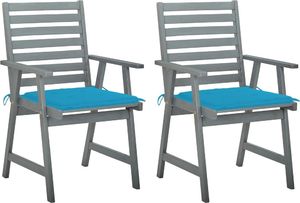 vidaXL Krzesła ogrodowe z poduszkami, 2 szt., lite drewno akacjowe 1