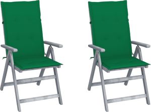 vidaXL Rozkładane krzesła ogrodowe z poduszkami 2 szt. lita akacja (3064703) 1