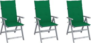vidaXL Rozkładane krzesła ogrodowe z poduszkami, 3 szt., lita akacja (3064733) 1