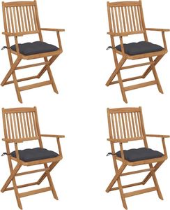 vidaXL Składane krzesła ogrodowe z poduszkami 4 szt. drewno akacjowe (3064632) 1
