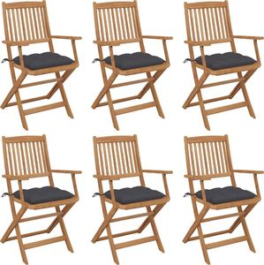 vidaXL Składane krzesła ogrodowe z poduszkami 6 szt. drewno akacjowe (3065476) 1